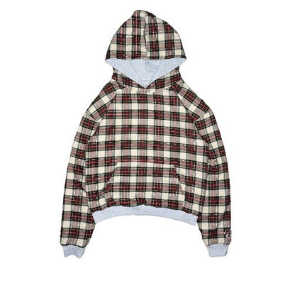 Double-sided Plaid Hooded Cotton Jacket Coat Sweatshirt